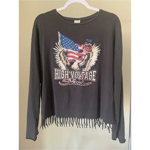 Zara Girls Long Sleeves Top, Crew Neck with Print